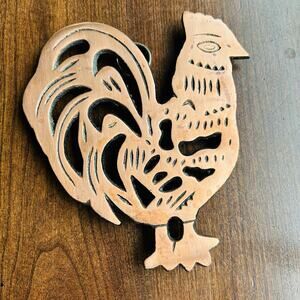 Cast Iron Copper Colored Rooster Vintage Kitchen Trivet Hotplate Wall Hanging
